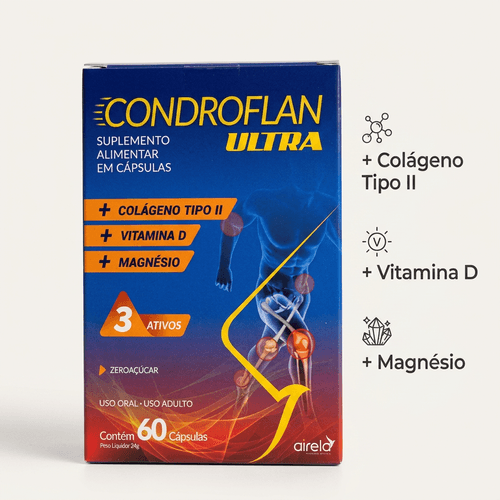 Colágeno Airela Condroflan Ultrac Tipo II Vitamina D e Magnésio 60 Cápsulas