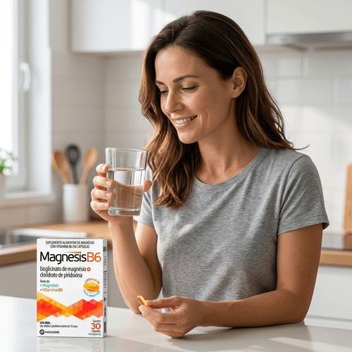 Suplemento de Magnésio e Vitamina B6 Mássime Magnesis B6 30 Cápsulas