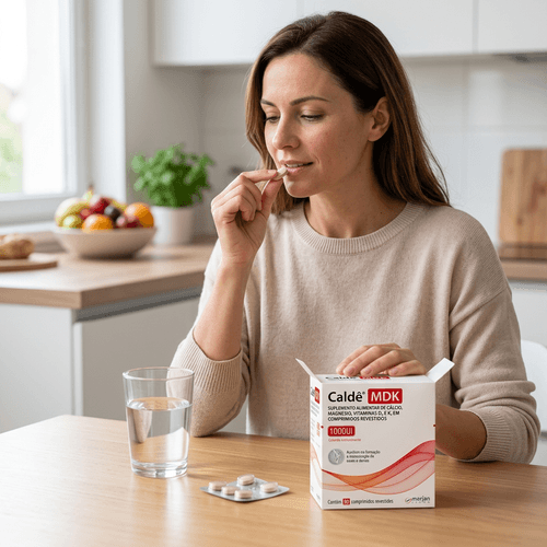 Suplemento de Cálcio e Vitaminas D3 e K2 Marjan Caldê MDK 1000UI 90 Comprimidos
