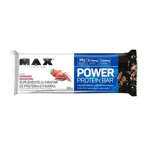 Barra de Proteína Max Titanium Power Protein Morango Sensation 90g