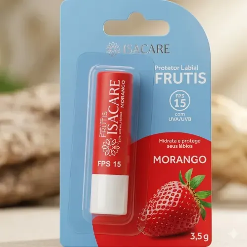 Protetor Labial Isacare Morango com FPS 15 3,5g