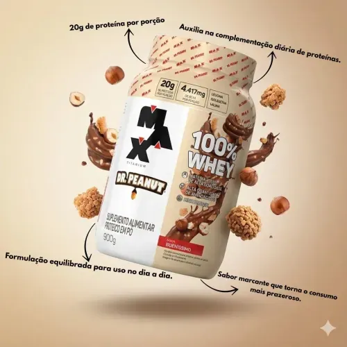 Whey Protein Max Titanium 100% Whey Dr. Peanut Bueníssimo 900g