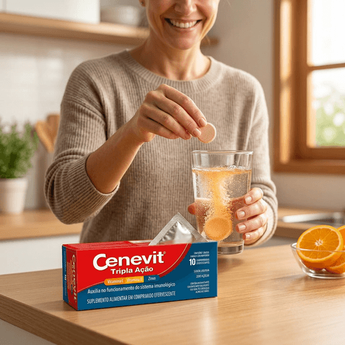 Vitamina C D e Zinco Cenevit Tripla Ação 10 Comprimidos Efervescentes