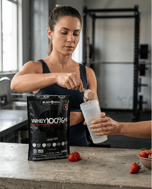 Whey Protein Black Skull 100% HD Morango 900g