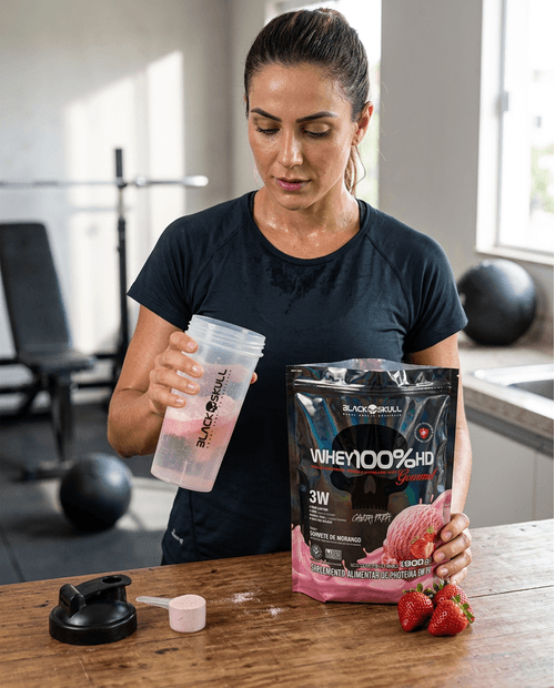 Whey 100% Black Skull Refil Morango Gourmet - 900g