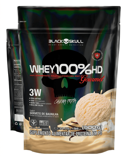 Whey Protein Black Skull 100% Gourmet Baunilha 900g