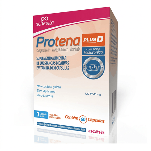 Colágeno Tipo II Protena Plus D Aché 40mg Vitamina D 1000UI 60 Cápsulas