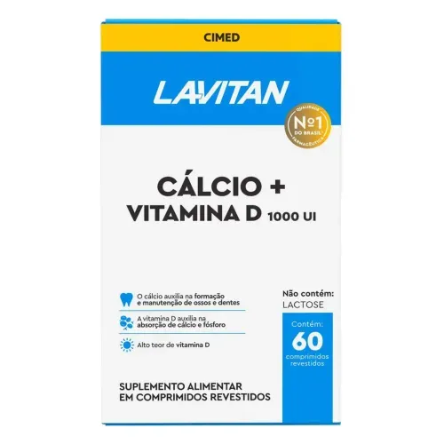 Vitamina Cálcio e D Lavitan 1000UI Cimed 60 Comprimidos