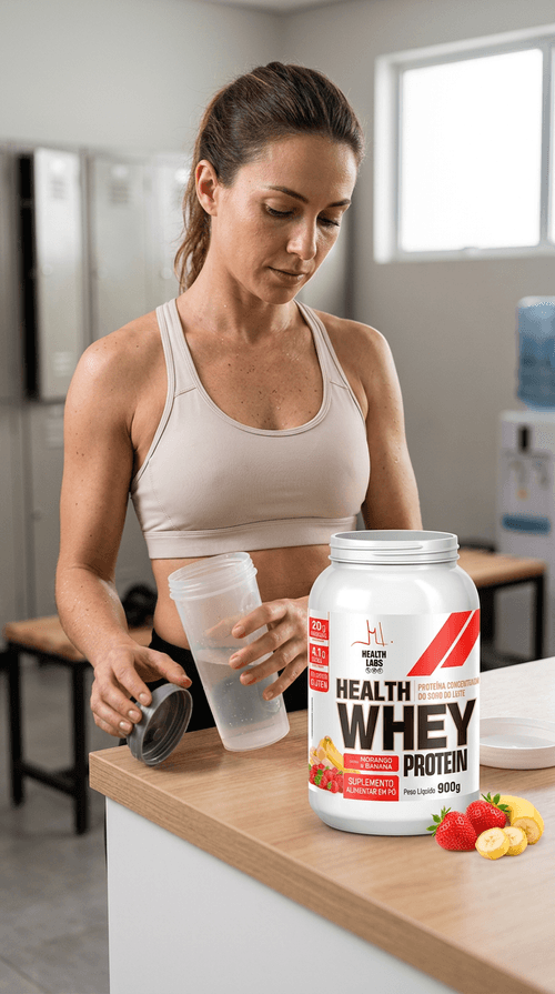 Whey Protein Health Labs 900g - Morango E Banana