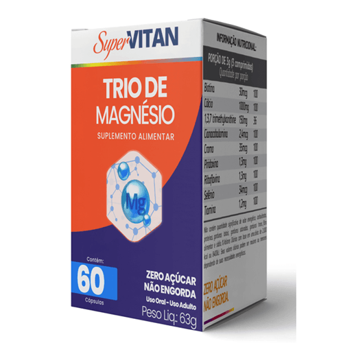 Magnésio Supervitan Trio de Magnésio 60 Cápsulas
