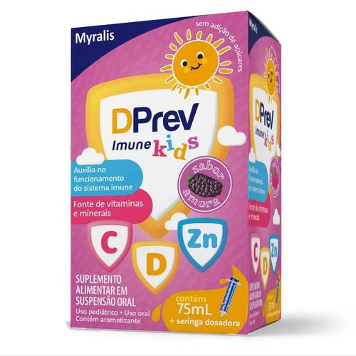 Vitamina C D e Zinco Myralis DPrev Imune Kids 75ml