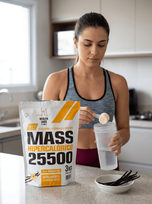Mass Hipercalórico 25.550 Health Labs Sabor Baunilha 3Kg
