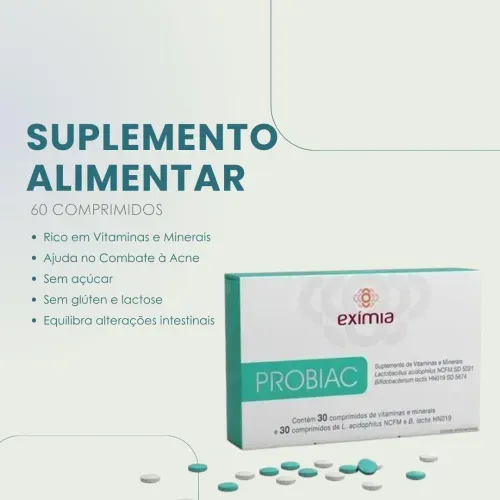 Suplemento de Vitaminas e Minerais Farmoquimica Eximia Probiac 60 Comprimidos