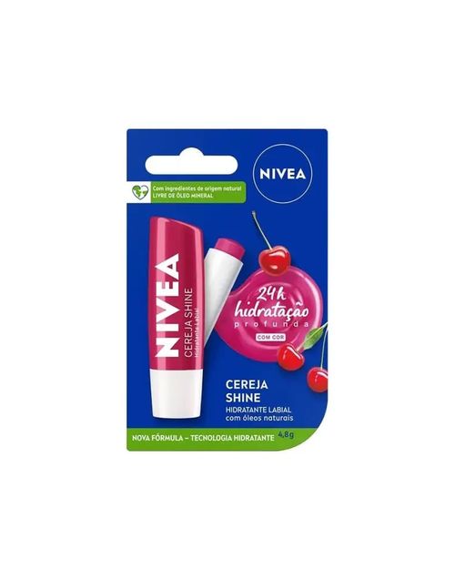 Protetor Labial Nivea Cereja Shine com Pigmentos Brilhantes 4,8g
