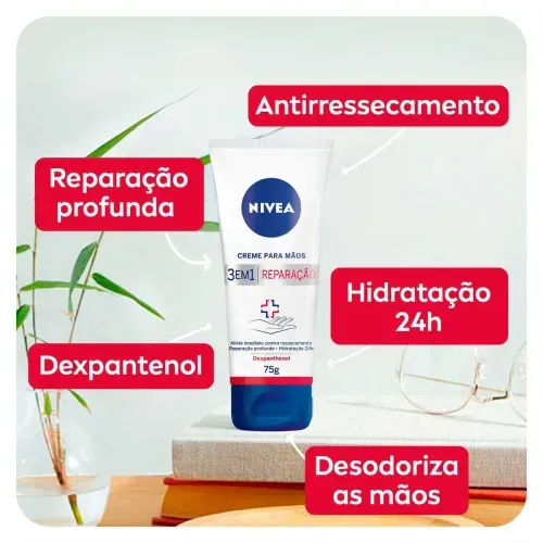 Hidratante para as Mãos em Creme Nivea 3 em 1 com Dexpanthenol 75g