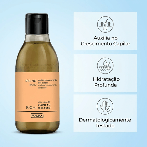 Óleo Capilar Farmax com Óleo de Rícino Puro 100ml