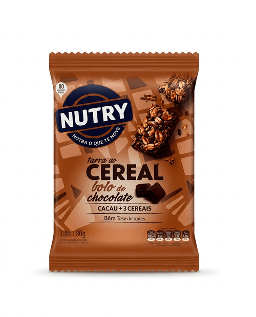 Barra de Cereal Nutry Bolo de Chocolate 3 Unidades 66g