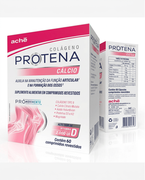 Suplemento Alimentar Protena Cálcio Ache 2000UI 60 Cápsulas