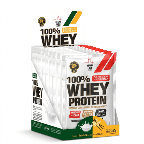 Whey Protein Health Labs 100% Baunilha e Leite Ninho Sachê 30g