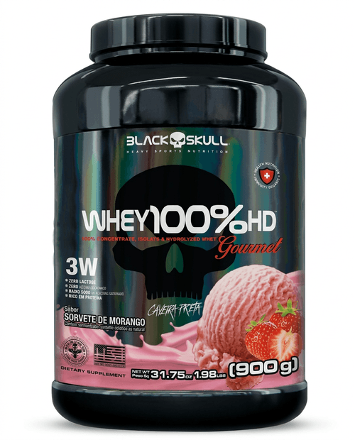 Whey Protein Black Skull 100% HD Gourmet Morango 900g