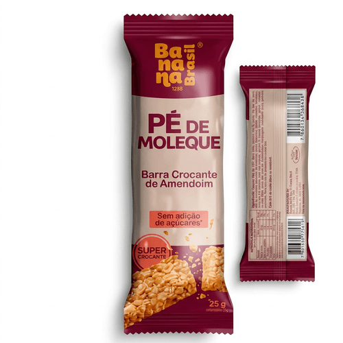 Barra de Cereais Banana Brasil Pé de Moleque Amendoim 25g