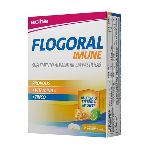 Vitamina C e Zinco Ache Flogoral Imune Mel e Limão 8 Pastilhas