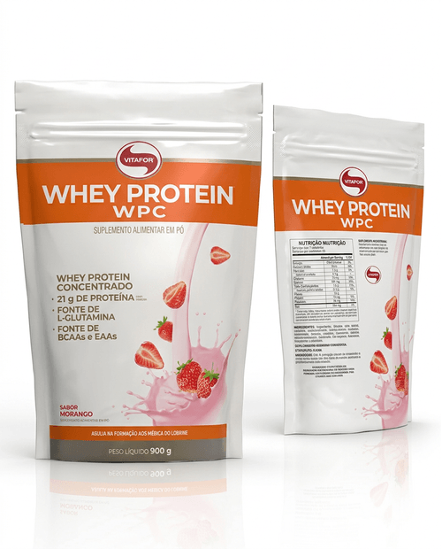 Whey Protein Vitafor WPC Pouch Morango - 900g