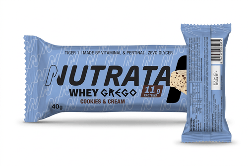 Barra de Proteína Whey Grego Sabor Cookies e Cream 40g - Nutrata