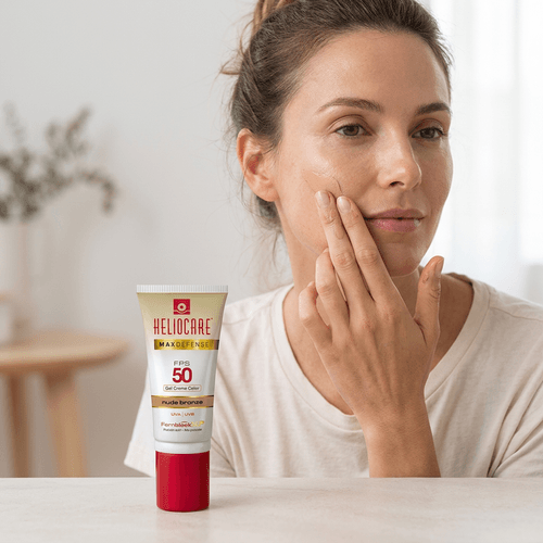 Protetor Solar Melora Heliocare Max Defense com Cor Nude Bronze 50g