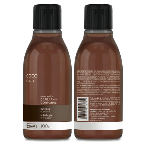 Óleo Corporal Farmax com Coco 100ml