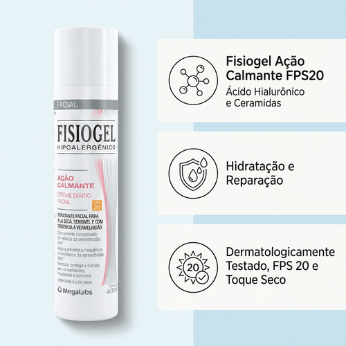 Creme Facial Fisiogel Ação Calmante FPS20 - 40ml