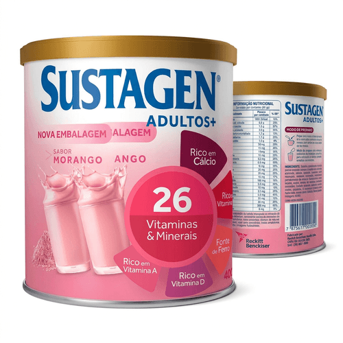 Complemento Alimentar Sustagen Adultos+ Morango 400g