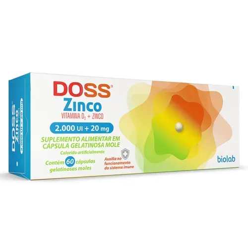Vitamina D3 e Zinco Biolab Doss 2000UI 20mg 30 Cápsulas