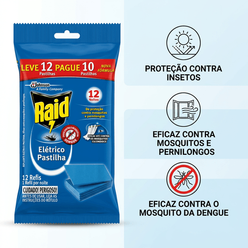 Repelente Elétrico Refil Raid 12 Noites - Leve 12 Pague 10