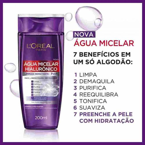 Água Micelar L'Oréal Paris Hialurônico 200ml