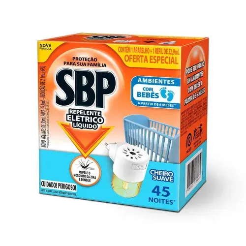Repelente de Tomada SBP 45 Noites Cheiro Suave + Refil 35ml