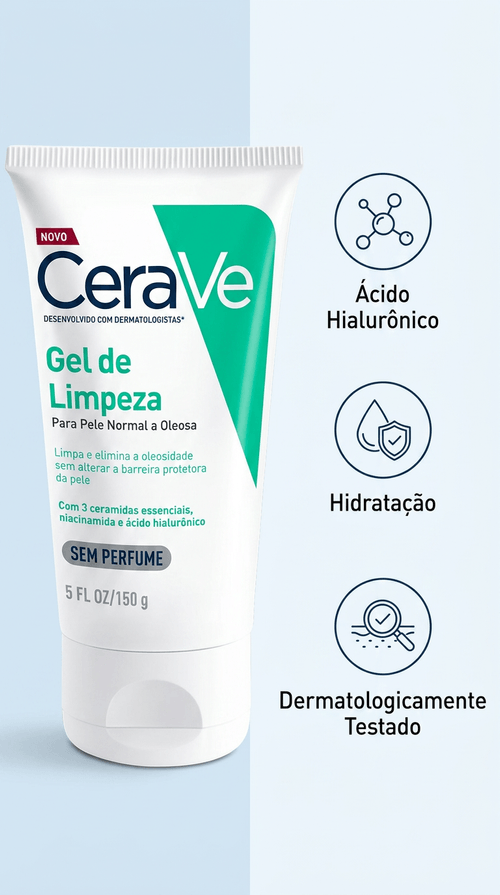 Gel de Limpeza Facial CeraVe com Ceramidas e Ácido Hialurônico 150g