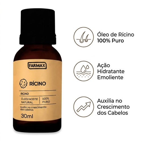Óleo Capilar Farmax com Óleo de Rícino Puro 30ml