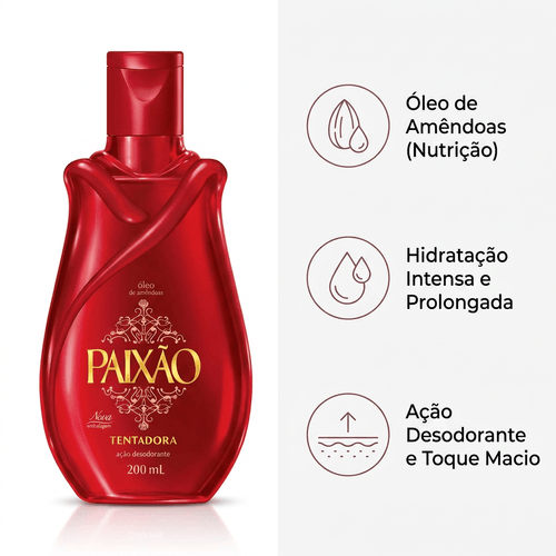 Óleo Corporal Paixão Tentadora com Amêndoas e Aloe Vera 200ml