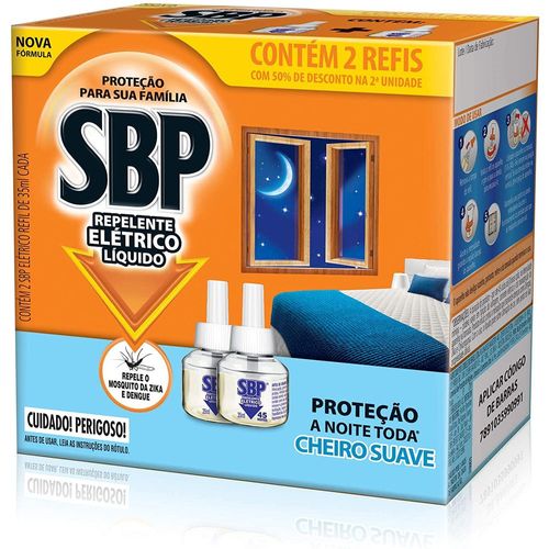 Repelente Elétrico Líquido Refil SBP Cheiro Suave 2 unidades de 35ml