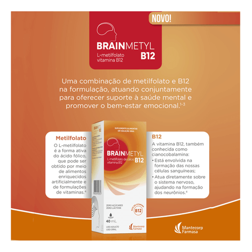 Suplemento Alimentar EMS Brainmetyl B12 e Metilfolato 40ml