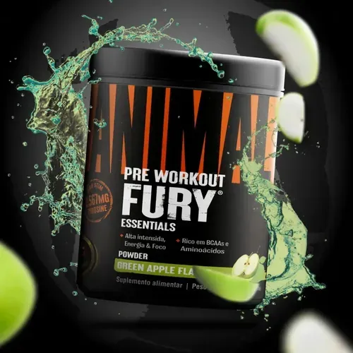 Animal Fury Pré Workout Maçã Verde - 450g