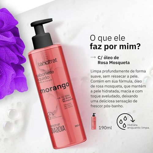 Sabonete Líquido Labotrat com Morango e Rosa Mosqueta 190ml