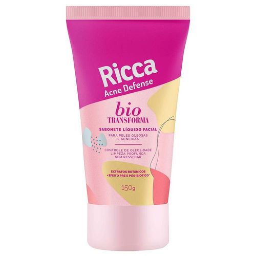 Sabonete Líquido Facial Ricca Acne Defense com Efeito Pré e Pós-Biótico 150g