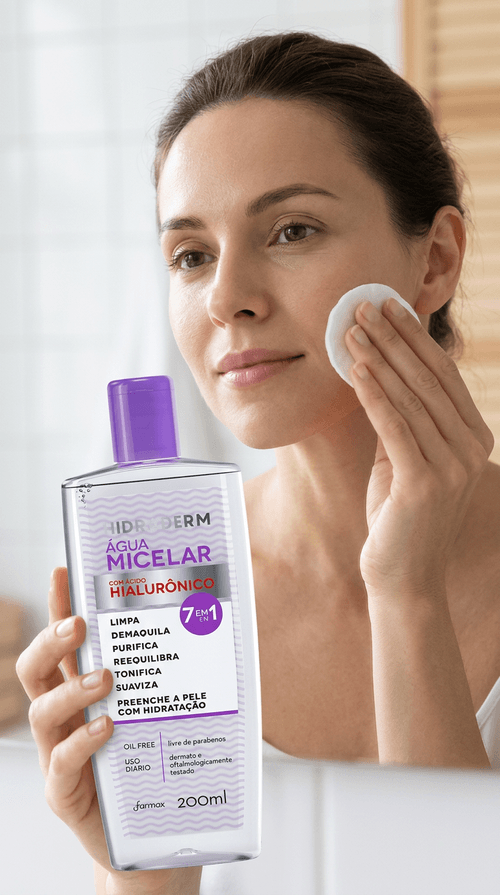Água Micelar Farmax Hidraderm com Ácido Hialurônico 7 em 1 200ml