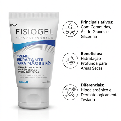 Creme Fisiogel Para Pés e Mãos - 50g