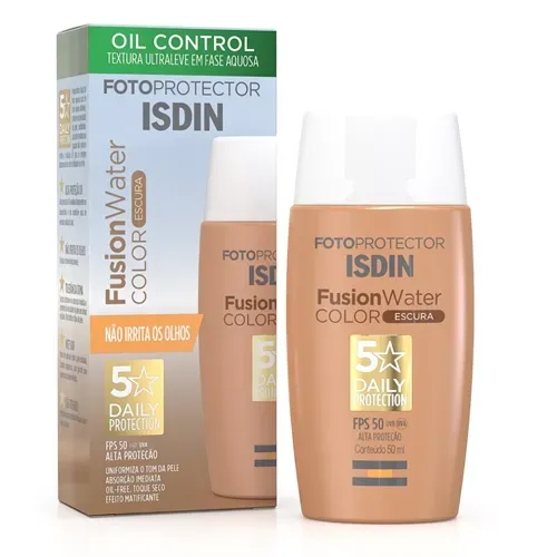 Protetor Solar Facial ISDIN Fusion Water Cor Escura FPS 50 50ml