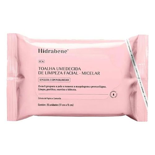 Toalha Micelar Hidrabene com Extrato de Pepino e Camomila 25 unidades