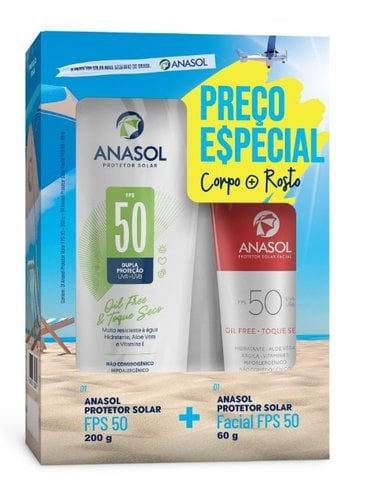 Kit Protetor Solar Anasol FPS 50 200g + Protetor Solar Facial FPS 50 60g