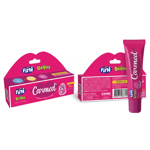 Hidratante Labial Carmed Fini Beijos com efeito gloss rosa 10g